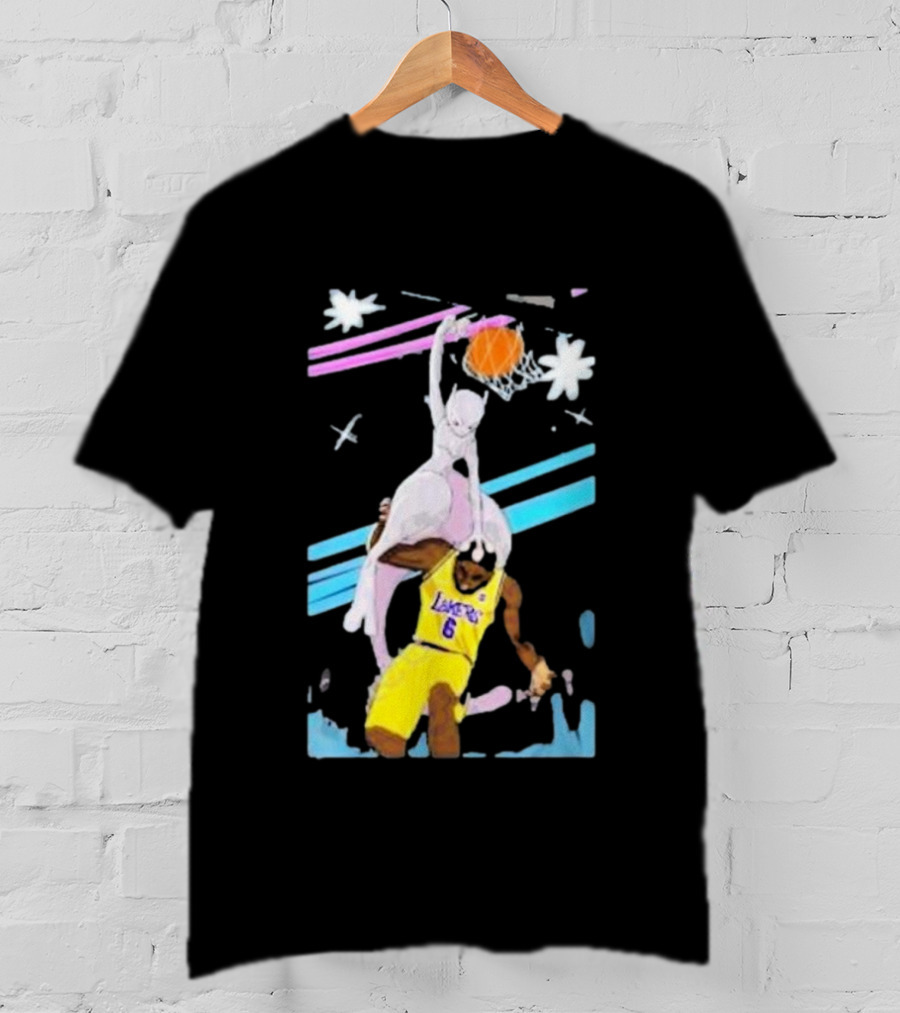Mewtwo Dunking On Lakers Basketball Star Lebron James T-Shirt