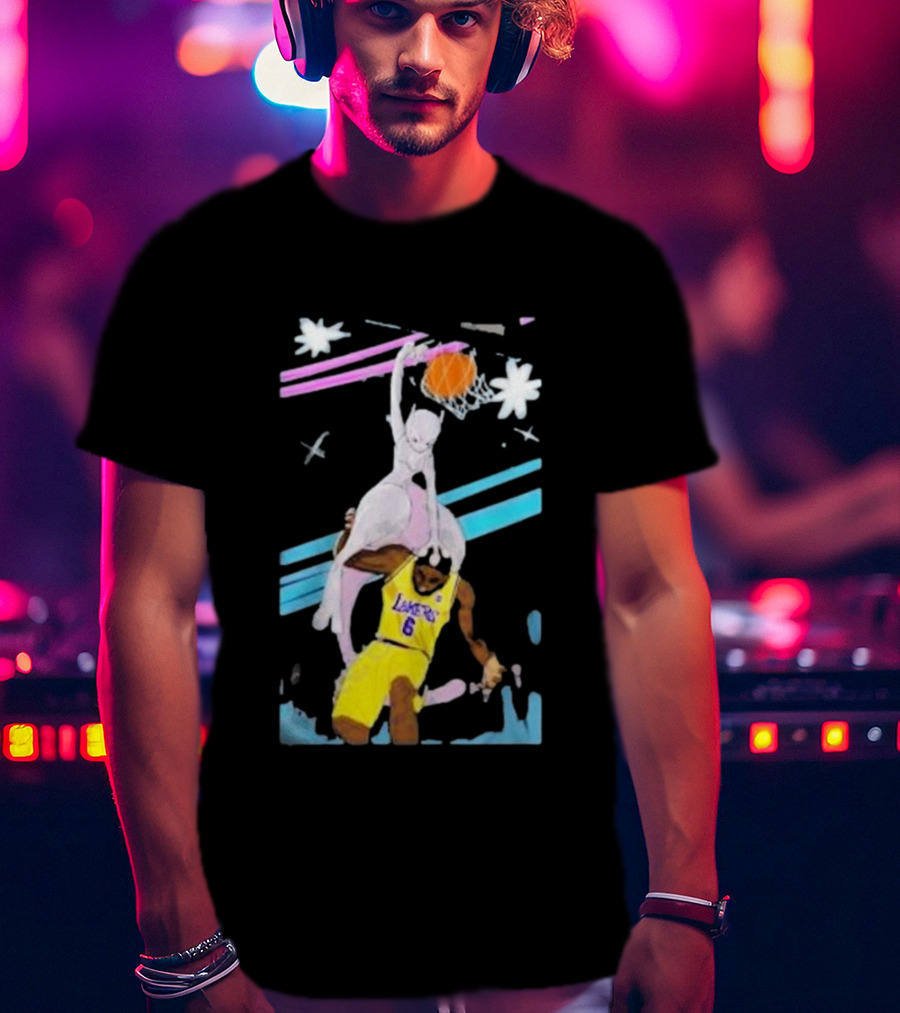 Mewtwo Dunking On Lakers Basketball Star Lebron James T-Shirt