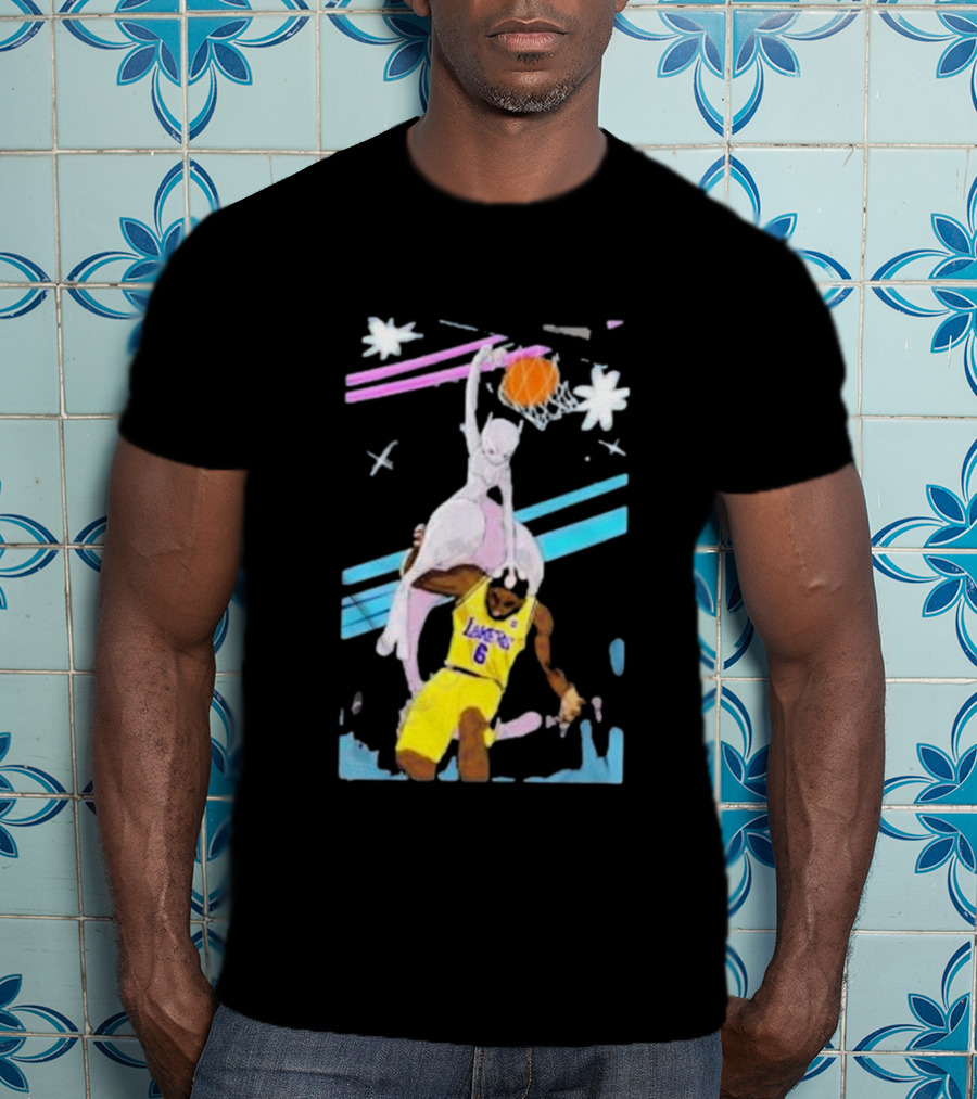 Mewtwo Dunking On Lakers Basketball Star Lebron James T-Shirt