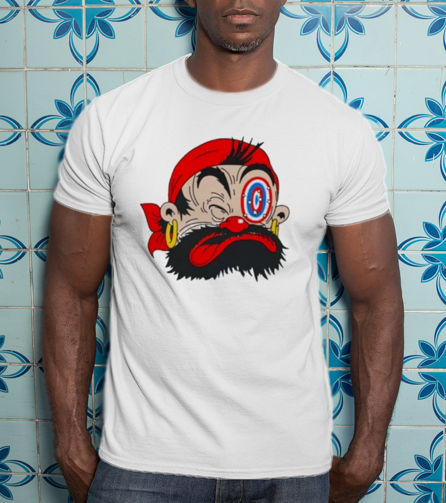 Popeye The Sailor Man Bluto Sindbad Face Close-Up Red Bandana Gold Earrings T-Shirt