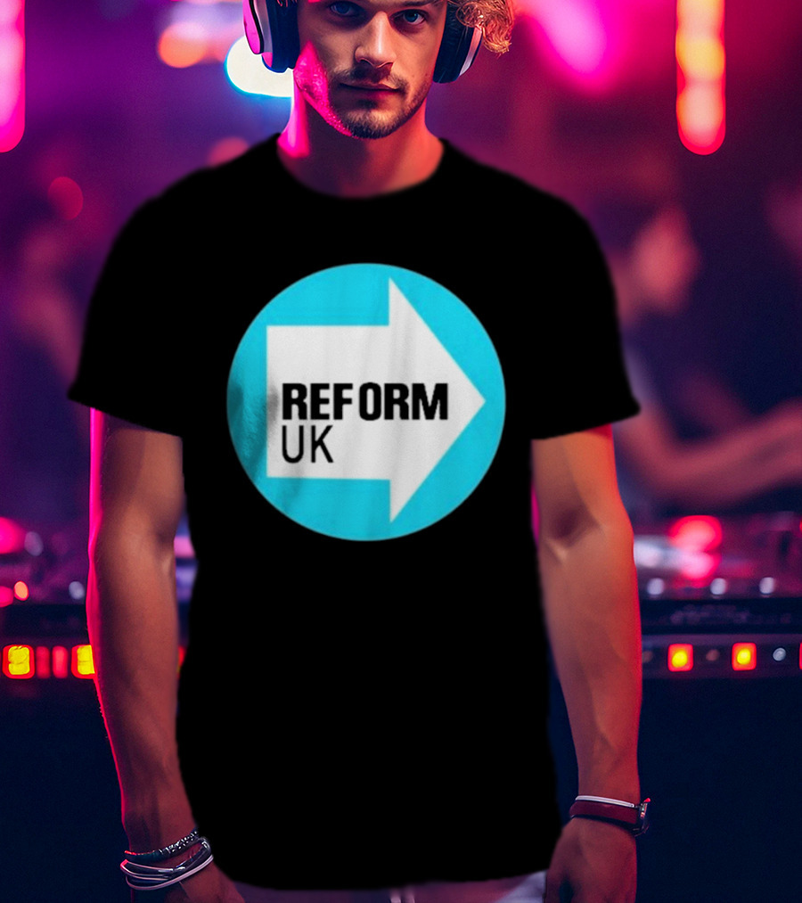 Reform UK Arrow Symbol Blue Circle T-Shirt