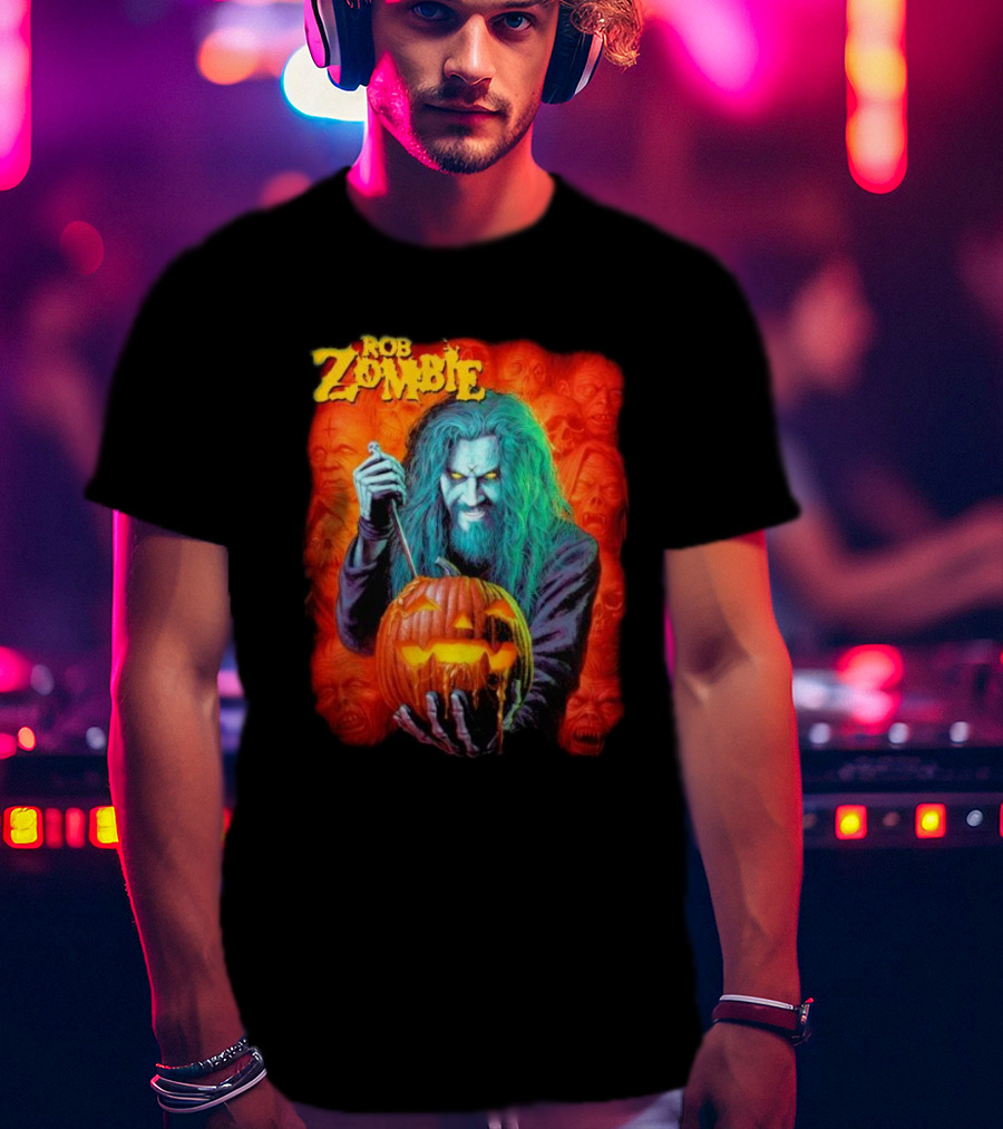 Rob Zombie Hellbilly Deluxe Halloween Pumpkin Horror T-Shirt