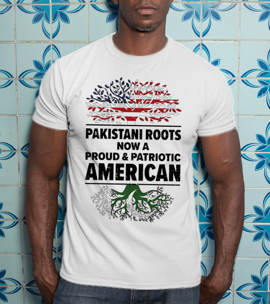 Pakistani Roots With Proud Patriotic American Flag Symbolism T-Shirt