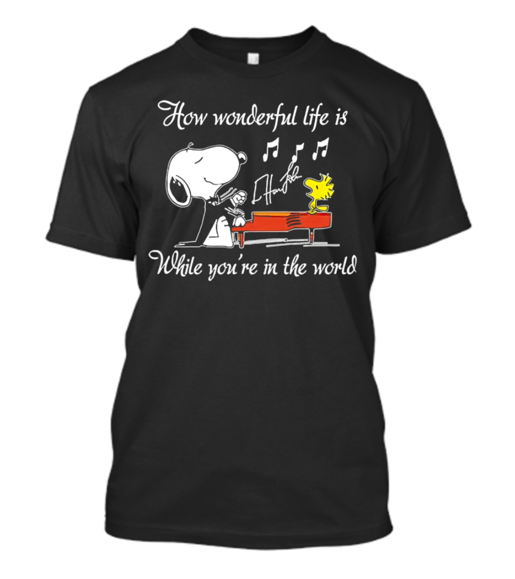How Wonderful Life Is Snoopy And Woodstock Playing Piano T-Shirt