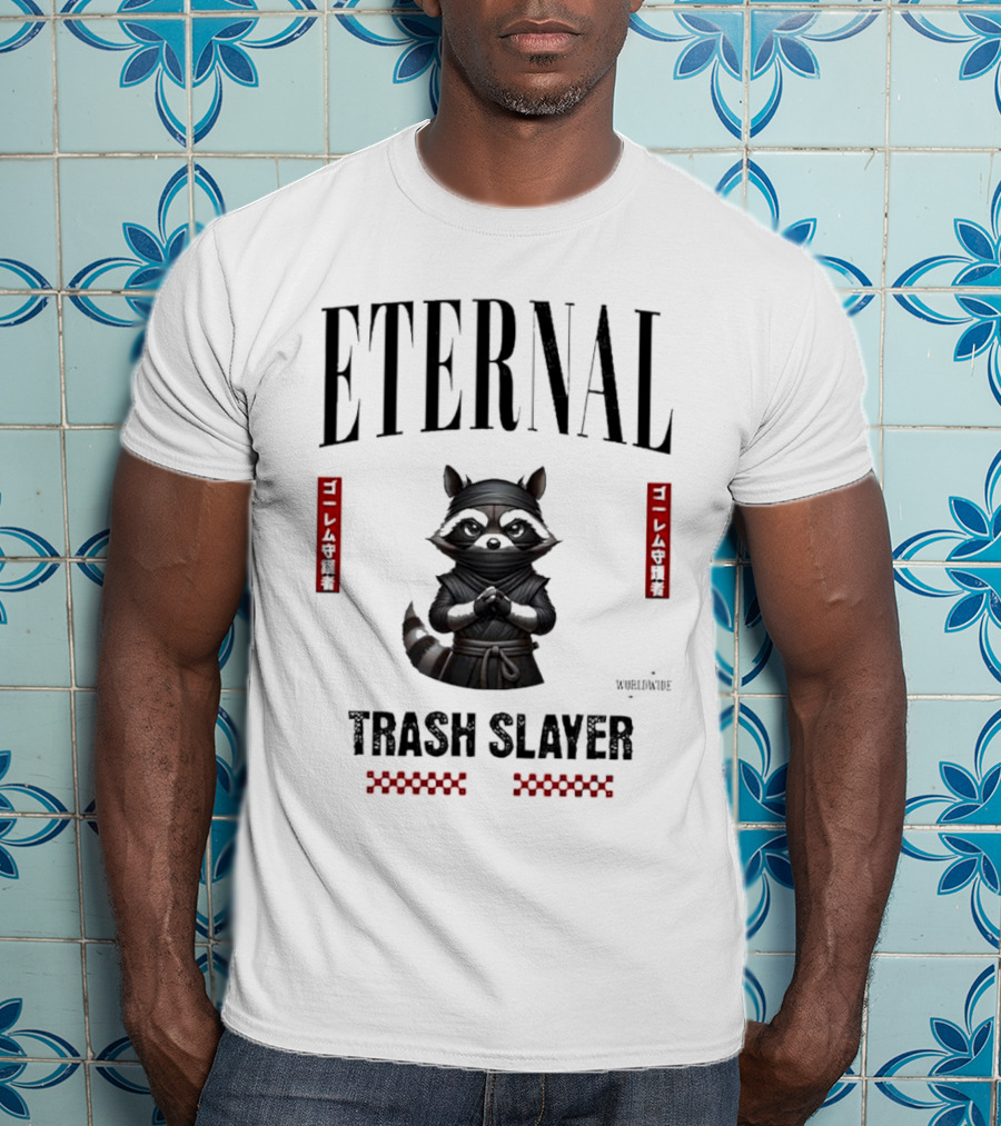 Eternal Ninja Trash Slayer Worldwide Raccoon T-Shirt