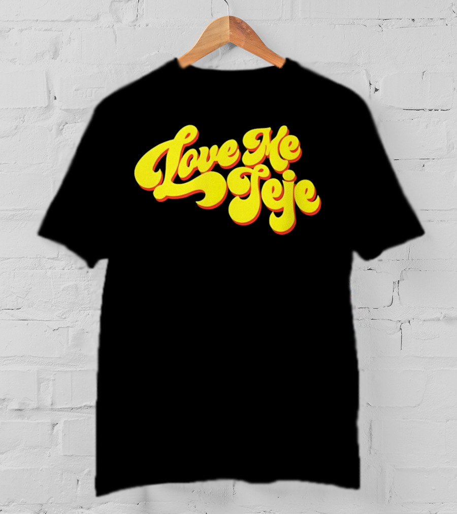 Love Me Jeje Retro Style Text Yellow And Red Groovy Font T-Shirt