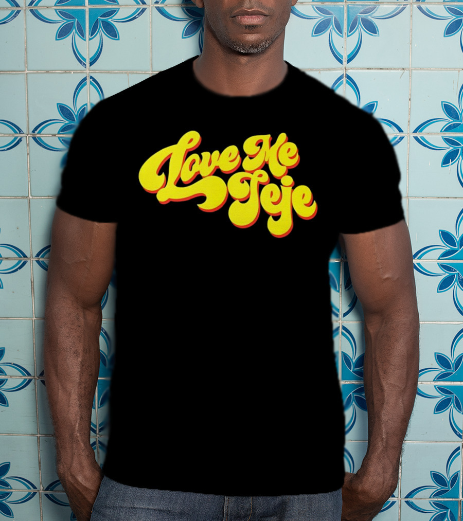 Love Me Jeje Retro Style Text Yellow And Red Groovy Font T-Shirt
