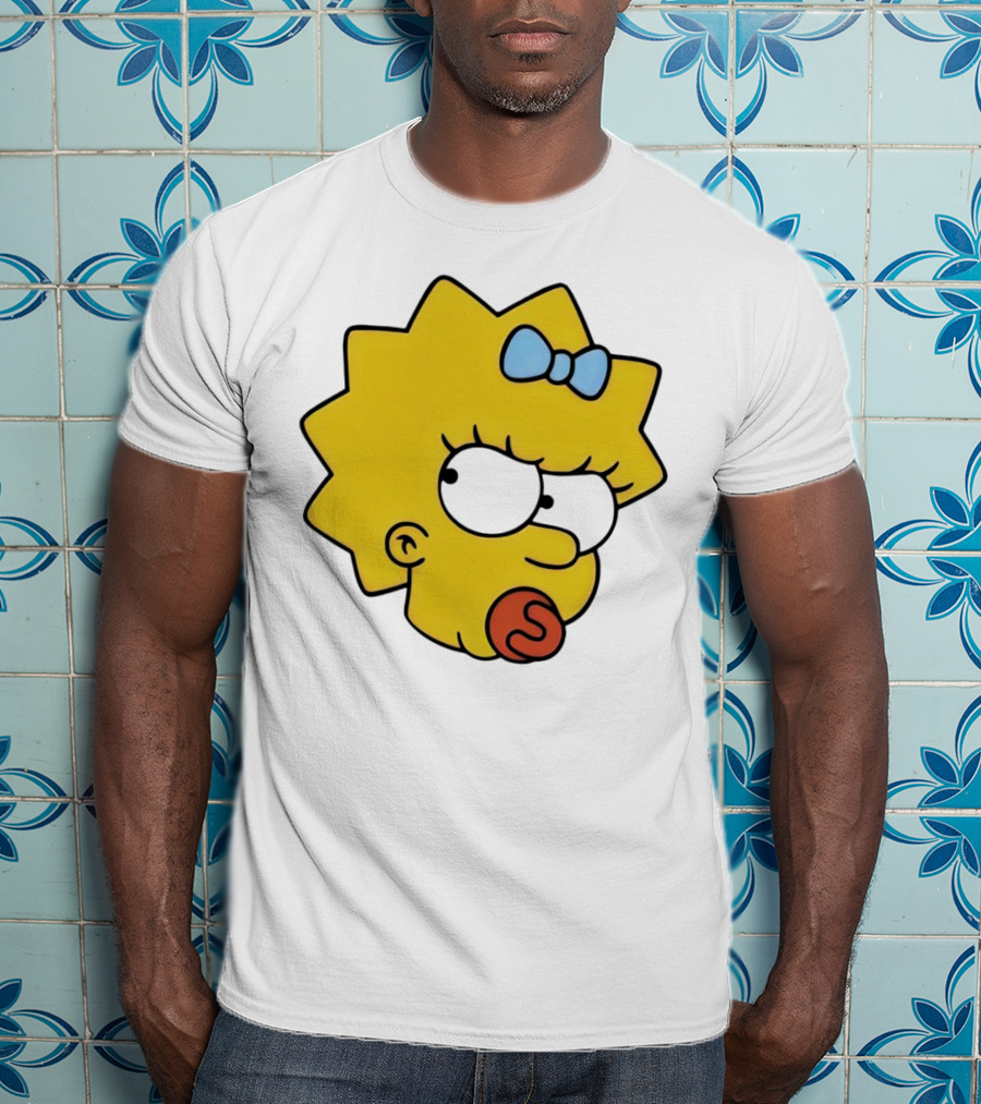 Manicita The Simpsons Maggie Angry Face With Pacifier And Bow T-Shirt