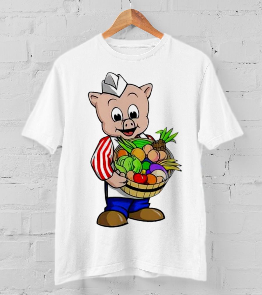 Piggly Wiggly Palmetto Pig With Basket Of Fresh Vegetables T-Shirt