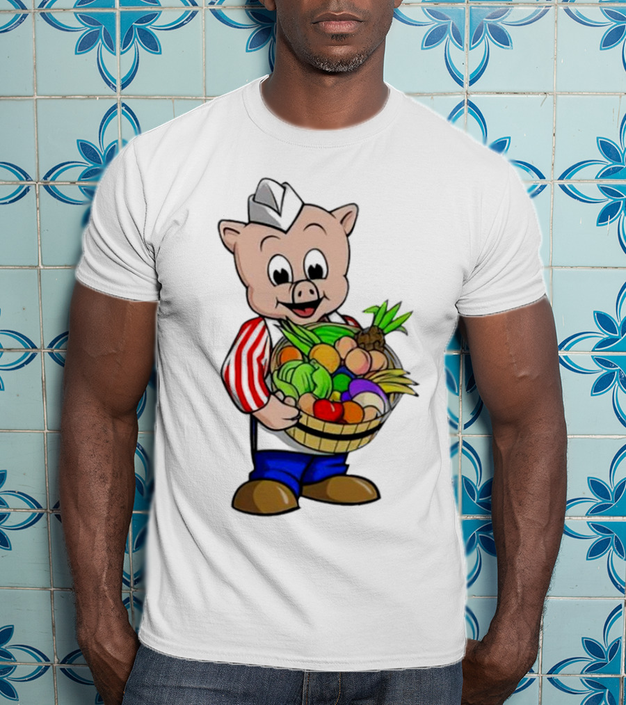 Piggly Wiggly Palmetto Pig With Basket Of Fresh Vegetables T-Shirt