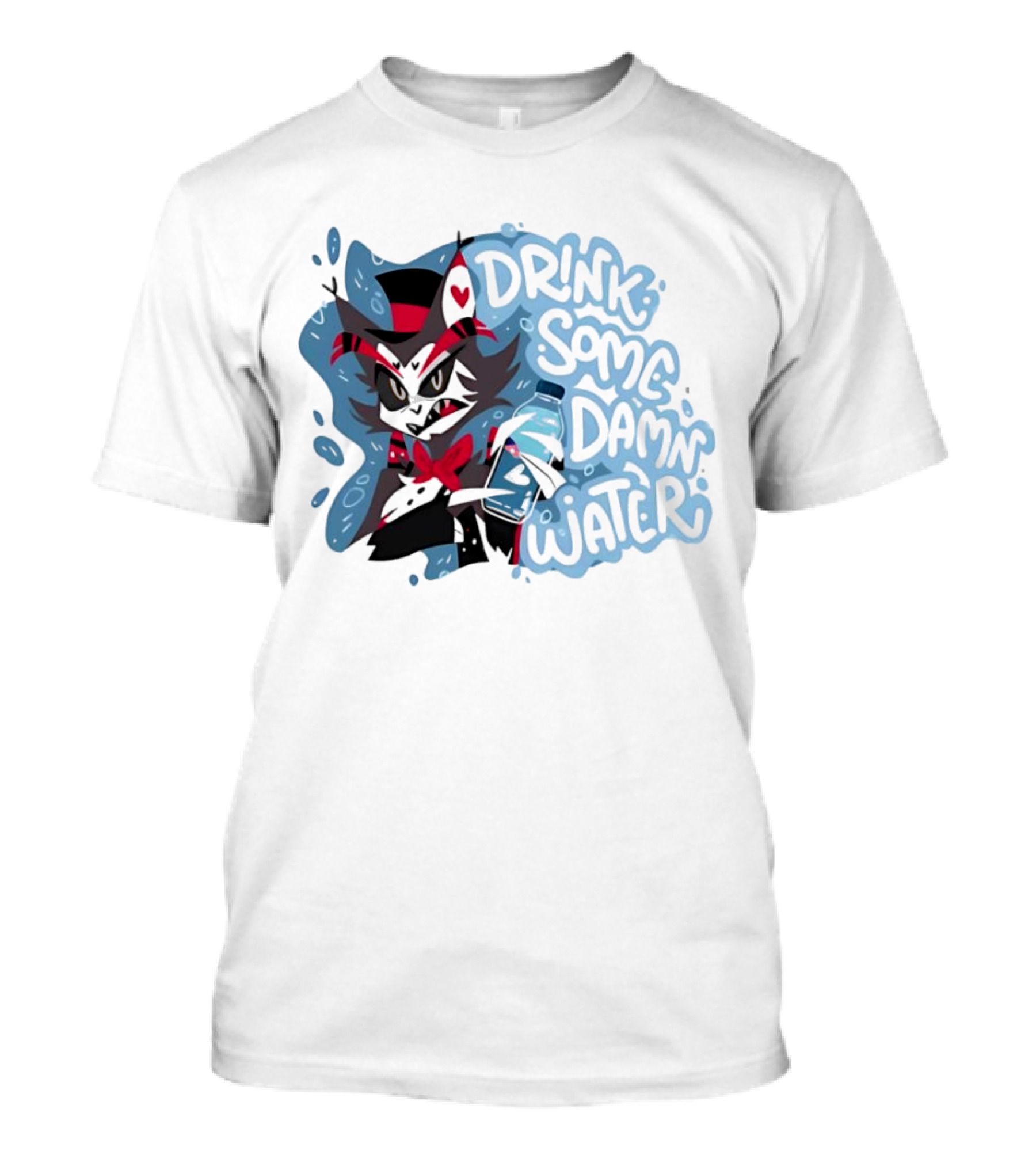 Drink Some Damn Water Wolf Holding Bottle T-Shirt