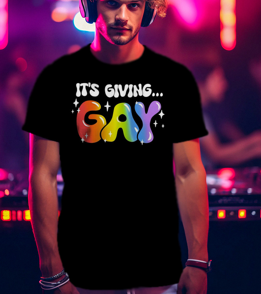 It's Giving Gay Pride Rainbow Sparkles T-Shirt