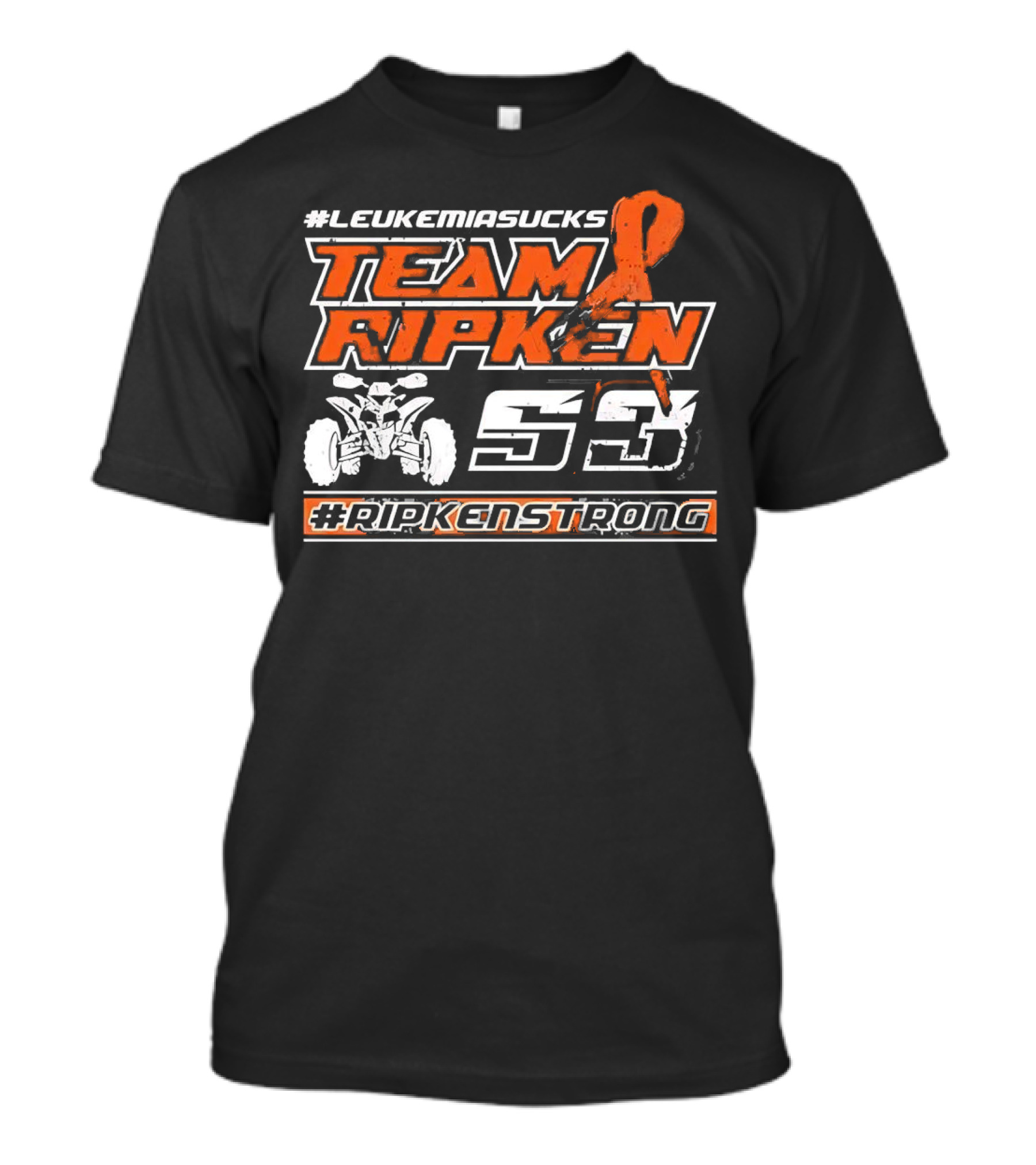 LeukemiaSucks Team Ripken 53 #RipkenStrong Orange Ribbon Quad Bike T-Shirt