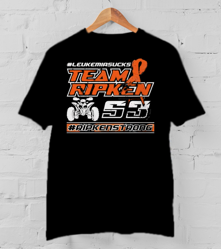 LeukemiaSucks Team Ripken 53 #RipkenStrong Orange Ribbon Quad Bike T-Shirt