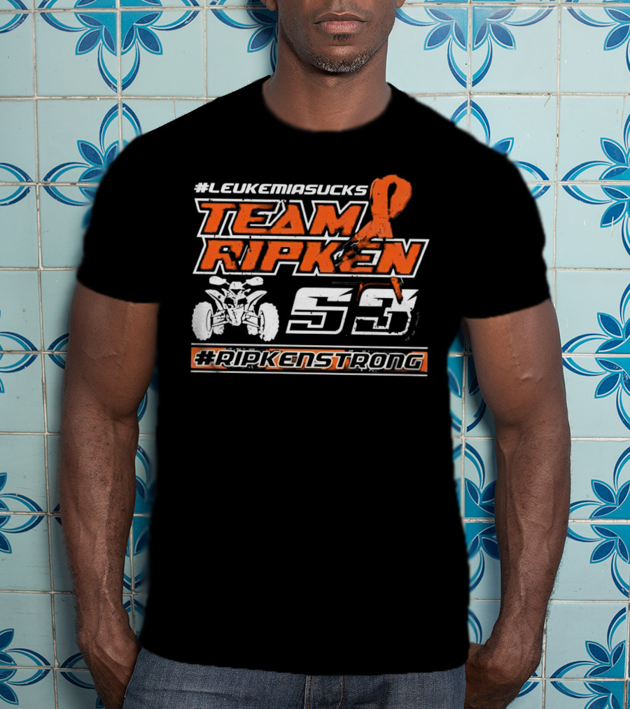 LeukemiaSucks Team Ripken 53 #RipkenStrong Orange Ribbon Quad Bike T-Shirt