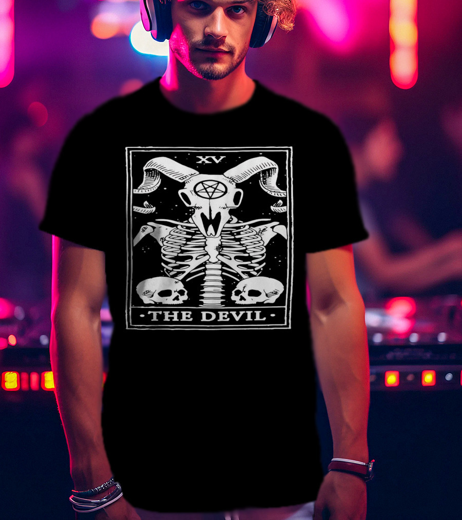 XV The Devil Skeleton Skull Tarot T-Shirt