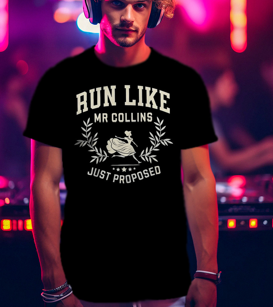 RUN LIKE MR COLLINS JUST PROPOSED VINTAGE STYLE REGENCY LADY RUNNING LEAF LAUREL T-Shirt