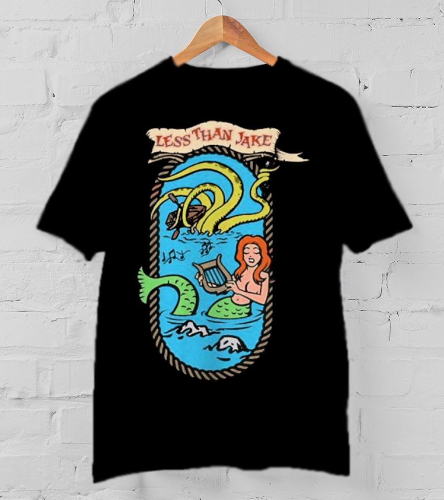 Less Than Jake Mermaid And Sea Monster Playing Music T-Shirt