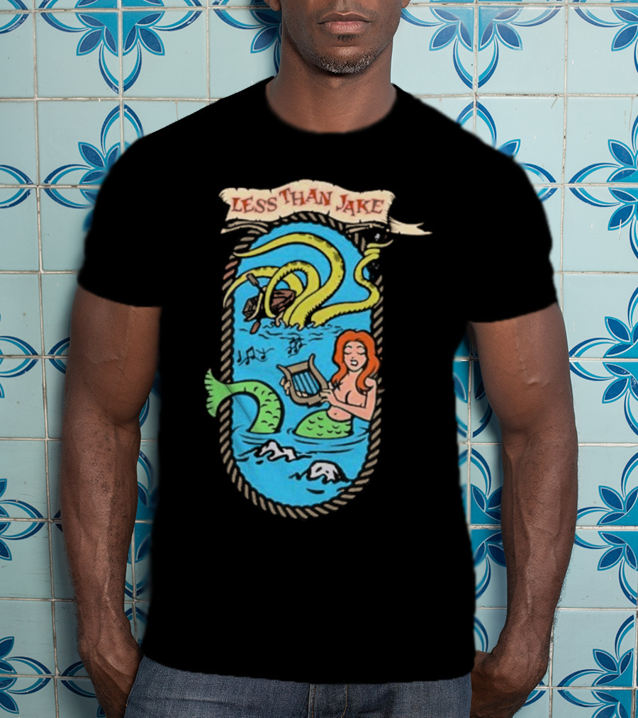 Less Than Jake Mermaid And Sea Monster Playing Music T-Shirt