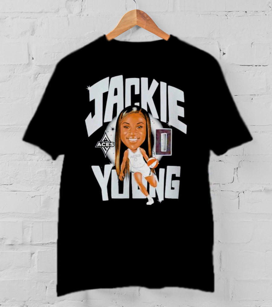 Jackie Young Las Vegas Aces Basketball Caricature T-Shirt
