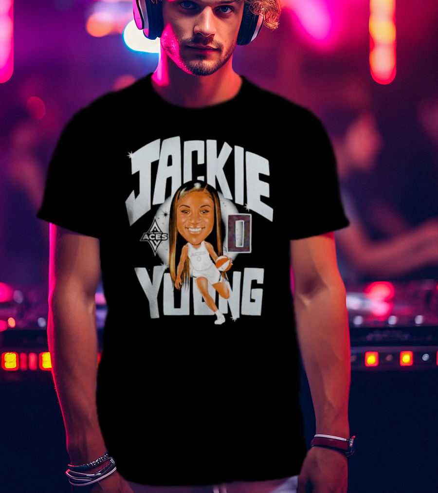 Jackie Young Las Vegas Aces Basketball Caricature T-Shirt