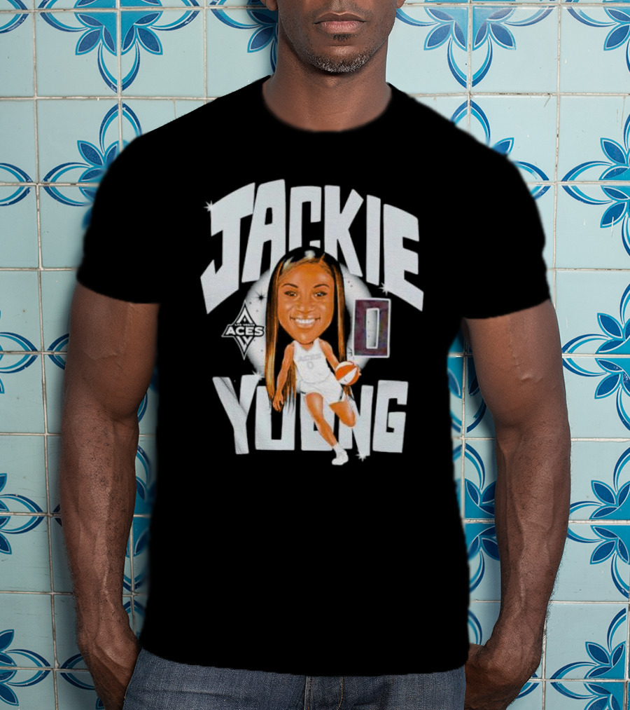 Jackie Young Las Vegas Aces Basketball Caricature T-Shirt