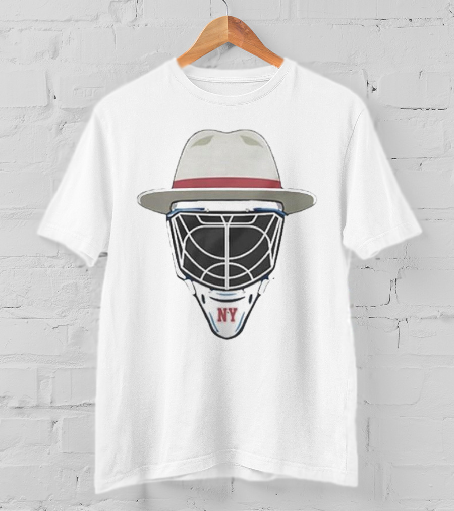 New York Rangers NY Hockey Mask Fedora Hat T-Shirt