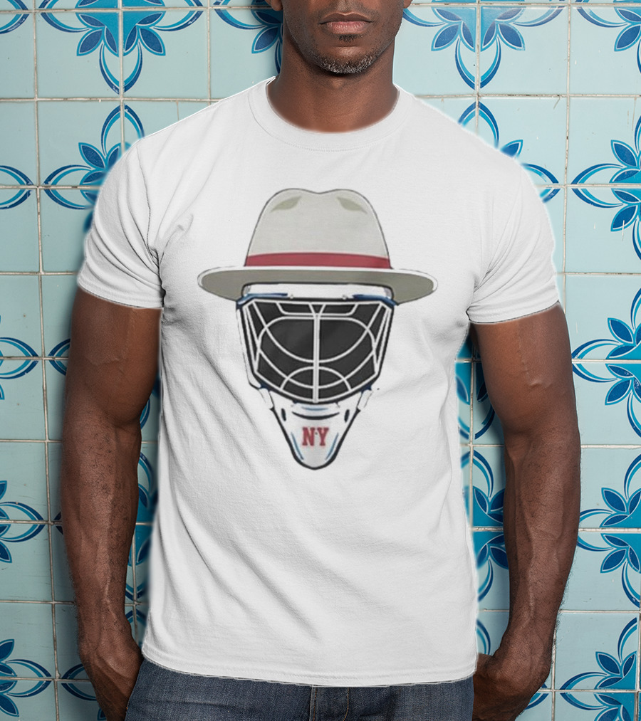 New York Rangers NY Hockey Mask Fedora Hat T-Shirt