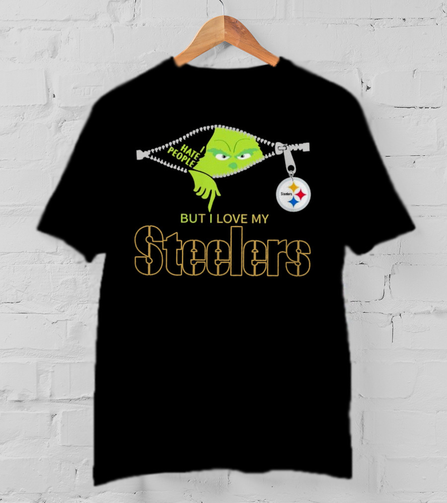 I Hate People But I Love My Pittsburgh Steelers Christmas Grinch Zip Steel Curtain T-Shirt