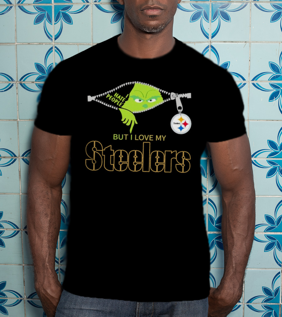 I Hate People But I Love My Pittsburgh Steelers Christmas Grinch Zip Steel Curtain T-Shirt
