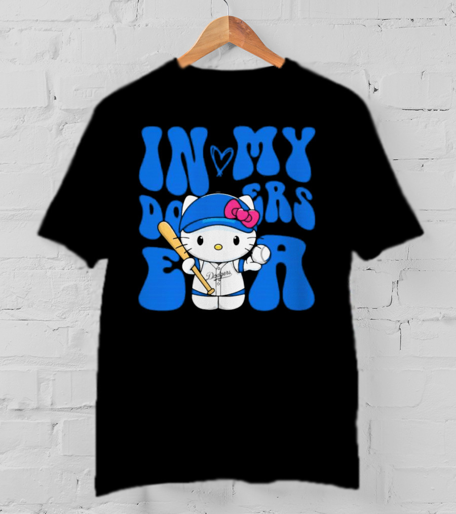 In My Dodgers Era Hello Kitty Baseball T-Shirt