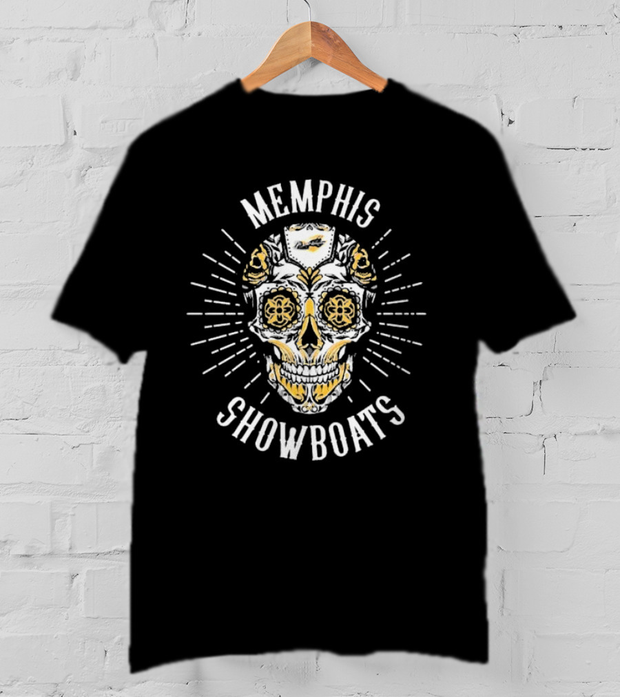 Memphis Showboats Dia De Los Muertos Skull T-Shirt