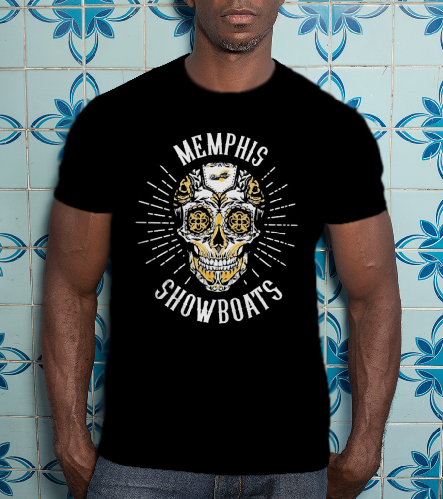 Memphis Showboats Dia De Los Muertos Skull T-Shirt