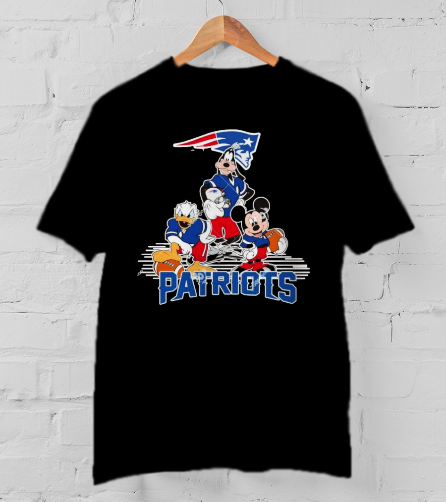 Mickey Donald Goofy Patriots Football Disney Crossover T-Shirt