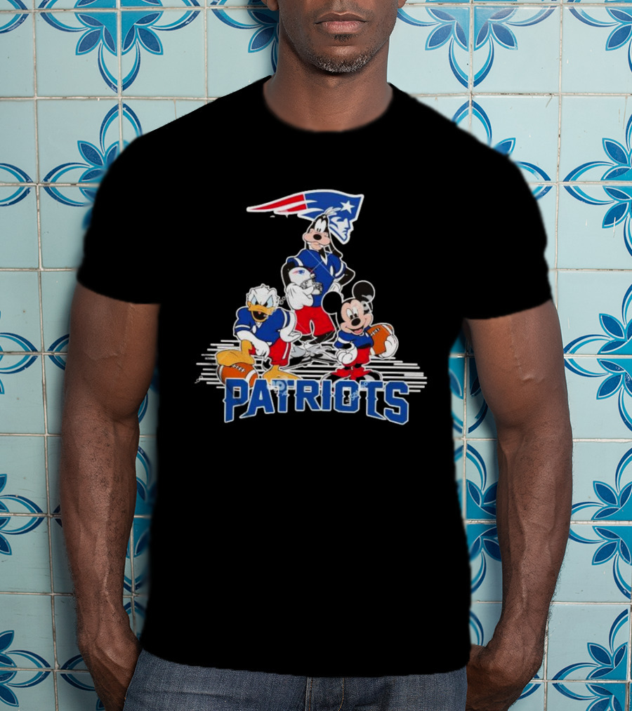 Mickey Donald Goofy Patriots Football Disney Crossover T-Shirt