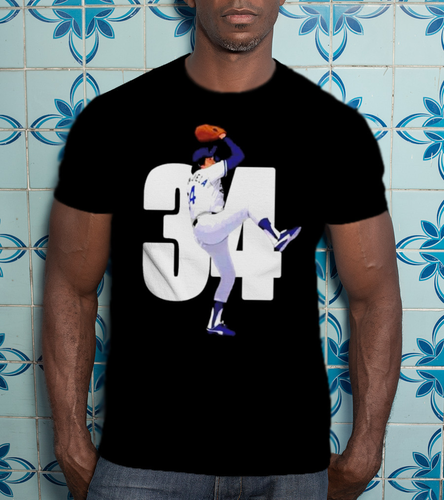 34 Fernando Valenzuela Pitcher Los Angeles Dodgers T-Shirt