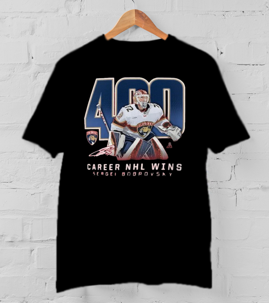 Sergei Bobrovsky 400 Career NHL Wins Florida Panthers T-Shirt