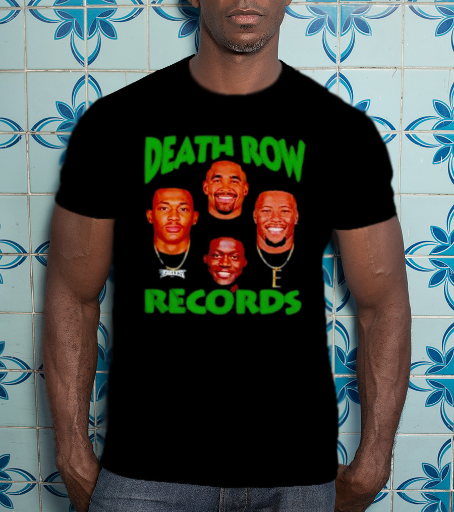 Philadelphia Eagles Death Row Records AJ Brown Jalen Hurts Devonta Smith Saquon Barkley T-Shirt