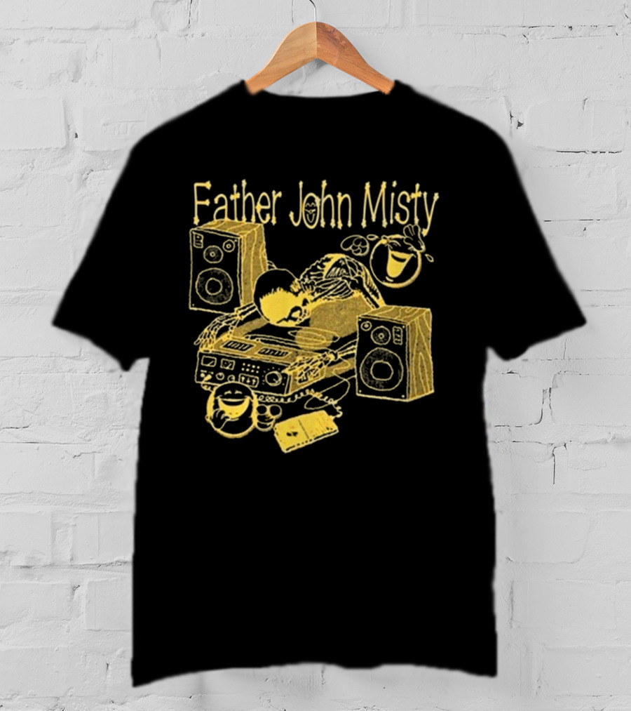 Father John Misty DJ Cartoon Skeleton With Speakers T-Shirt