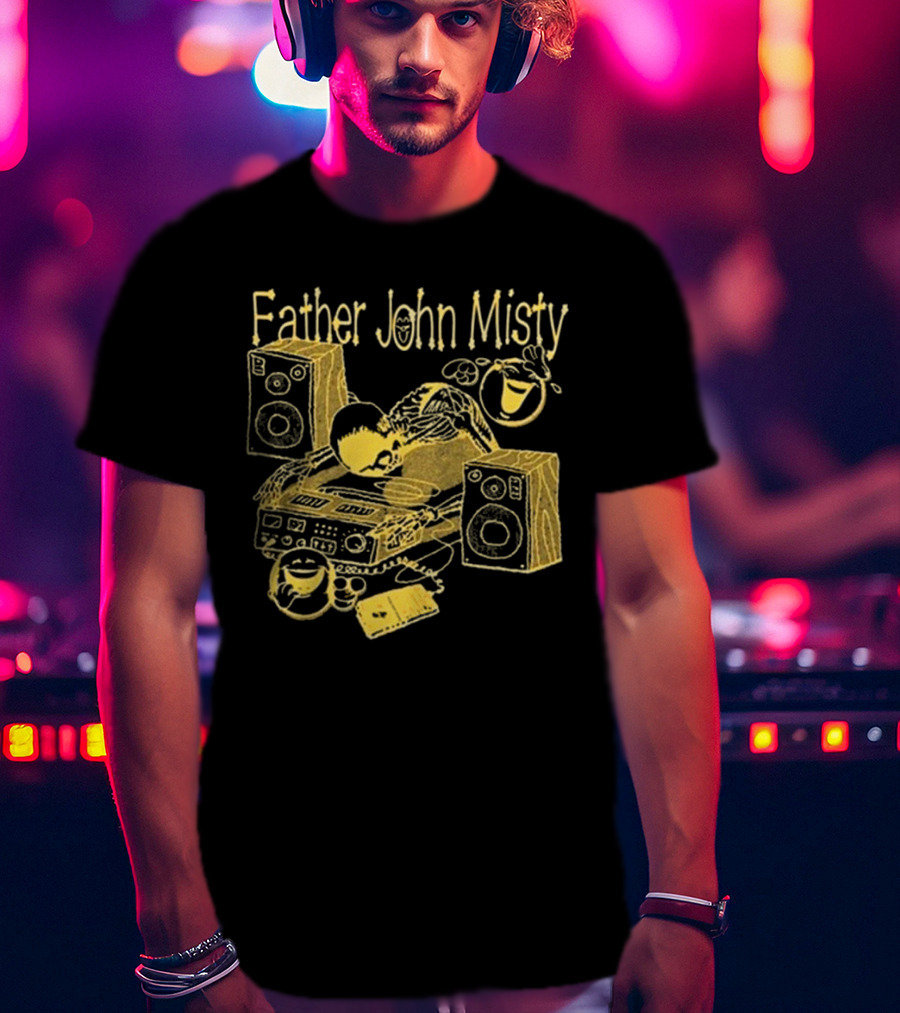 Father John Misty DJ Cartoon Skeleton With Speakers T-Shirt