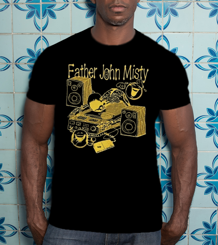 Father John Misty DJ Cartoon Skeleton With Speakers T-Shirt