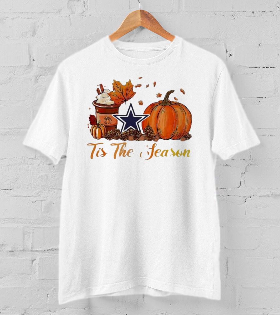 Dallas Cowboys Tis The Season Pumpkin Latte Autumn Decor T-Shirt