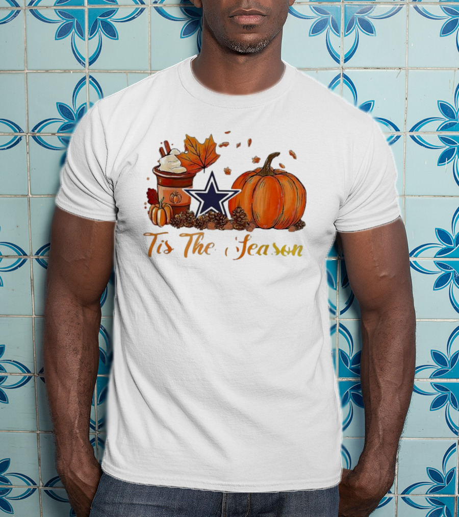 Dallas Cowboys Tis The Season Pumpkin Latte Autumn Decor T-Shirt