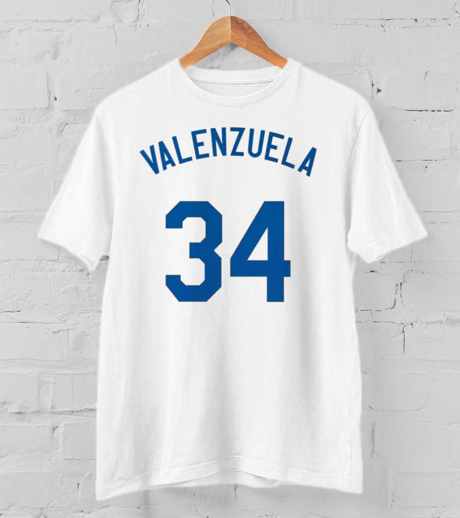 Valenzuela 34 Los Angeles Dodgers Fernando Valenzuela Iconic Baseball Jersey Number T-Shirt