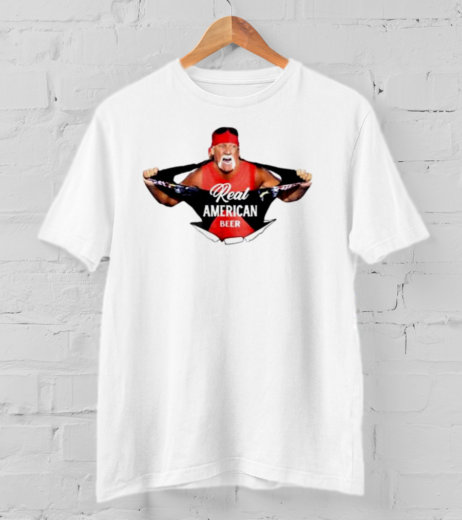Hulk Hogan Real American Beer Iconic Wrestler Branding T-Shirt