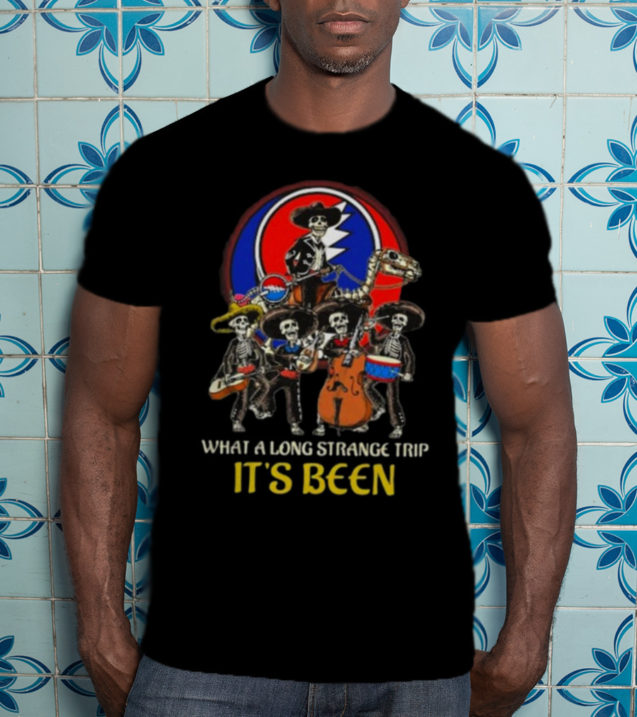 Grateful Dead What A Long Strange Trip It’s Been Skeleton Band Steal Your Face T-Shirt