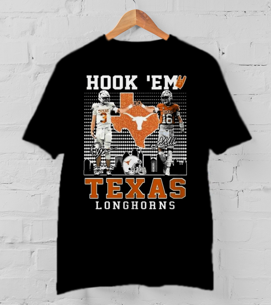 Hook 'Em Texas Longhorns Jordan Whittington Arch Manning Signatures T-Shirt