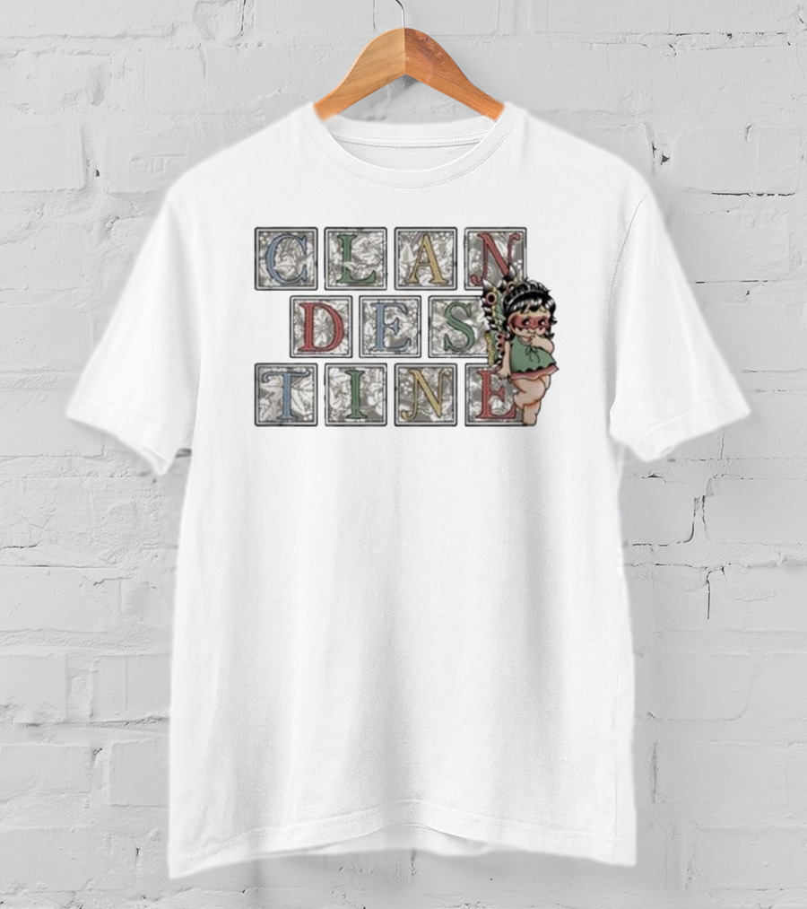 Clandestine Industries Fairy Letters Block Design With Cartoon Fairy T-Shirt