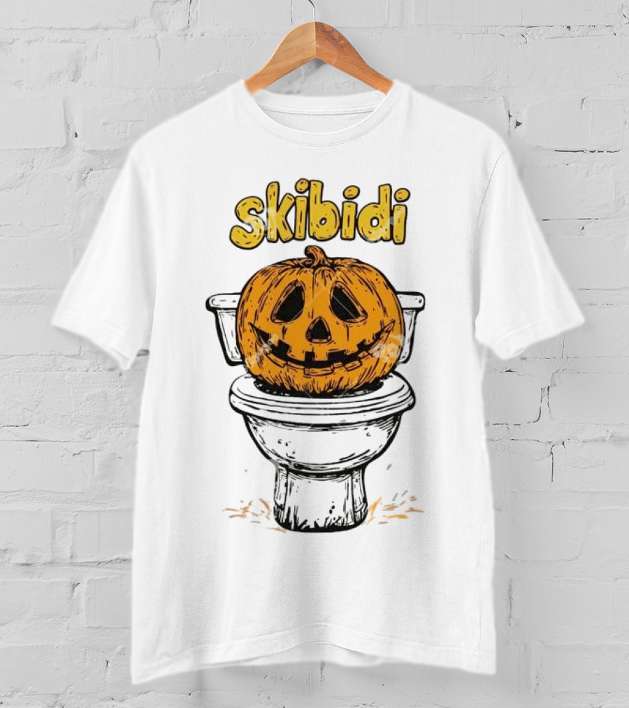 Skibidi Pumpkin On Toilet Jack-o'-Lantern T-Shirt