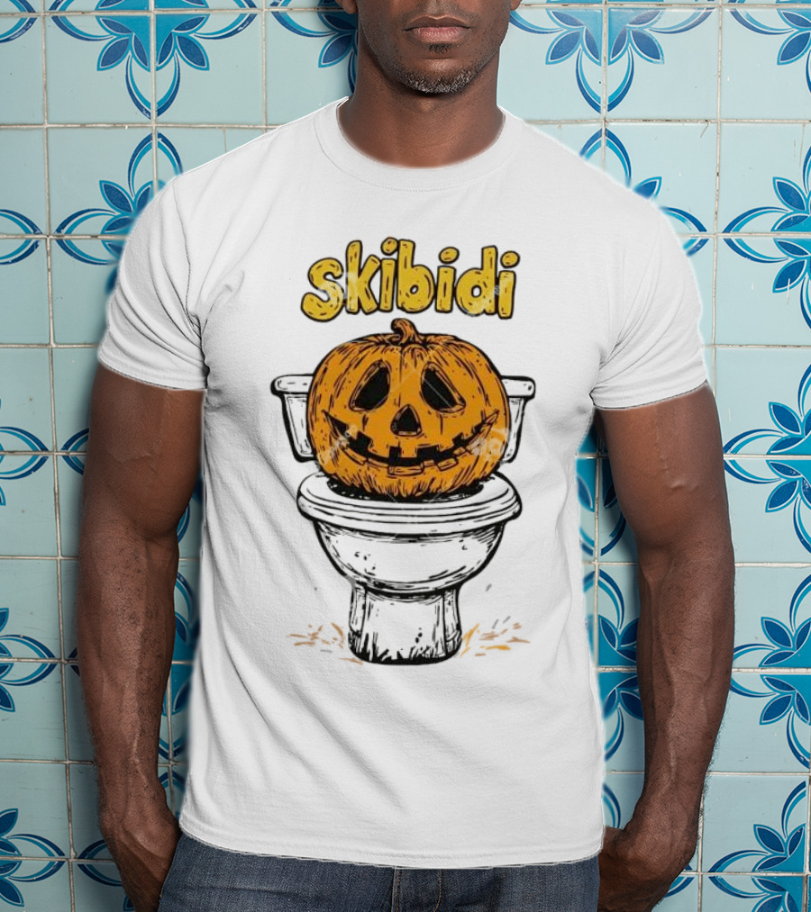 Skibidi Pumpkin On Toilet Jack-o'-Lantern T-Shirt